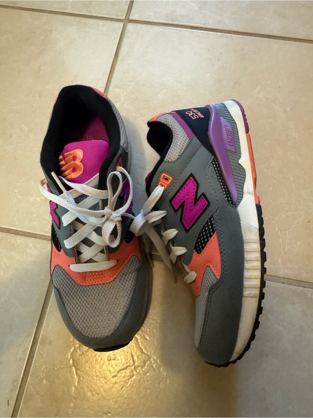New Balance Women's Gray Coral Pink Athletic Sneakers